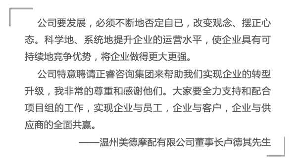 溫州美德摩配有限公司給正睿咨詢(xún)的感謝信 溫州美德摩配有限公司給正睿咨詢(xún)的感謝信