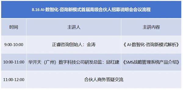 AI·數(shù)智化·咨詢新模式首屆高級合伙人招募說明會(huì)震撼來襲！